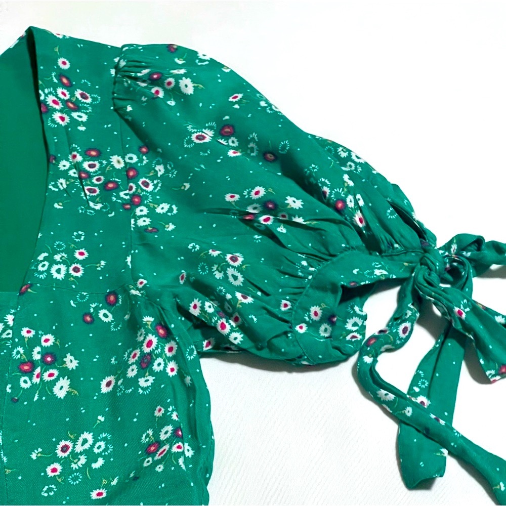 LULUS Camellia Curtsies Green Floral Print Skater Dress - Size S - Picture 13 of 15
